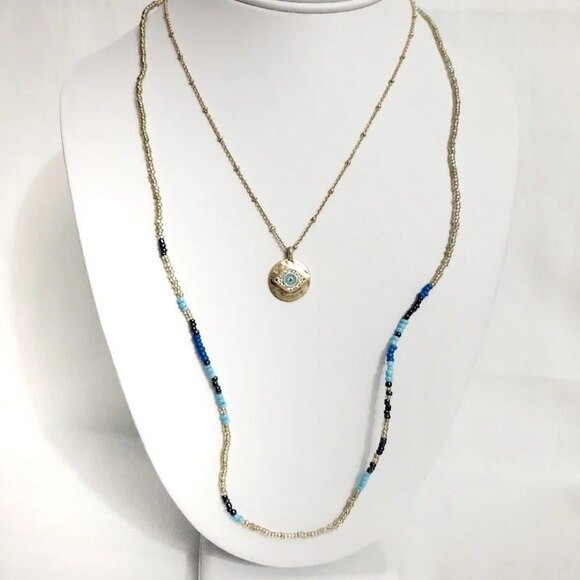 Beaded Third Eye Layered Chain Necklace - Picture 1 of 6
